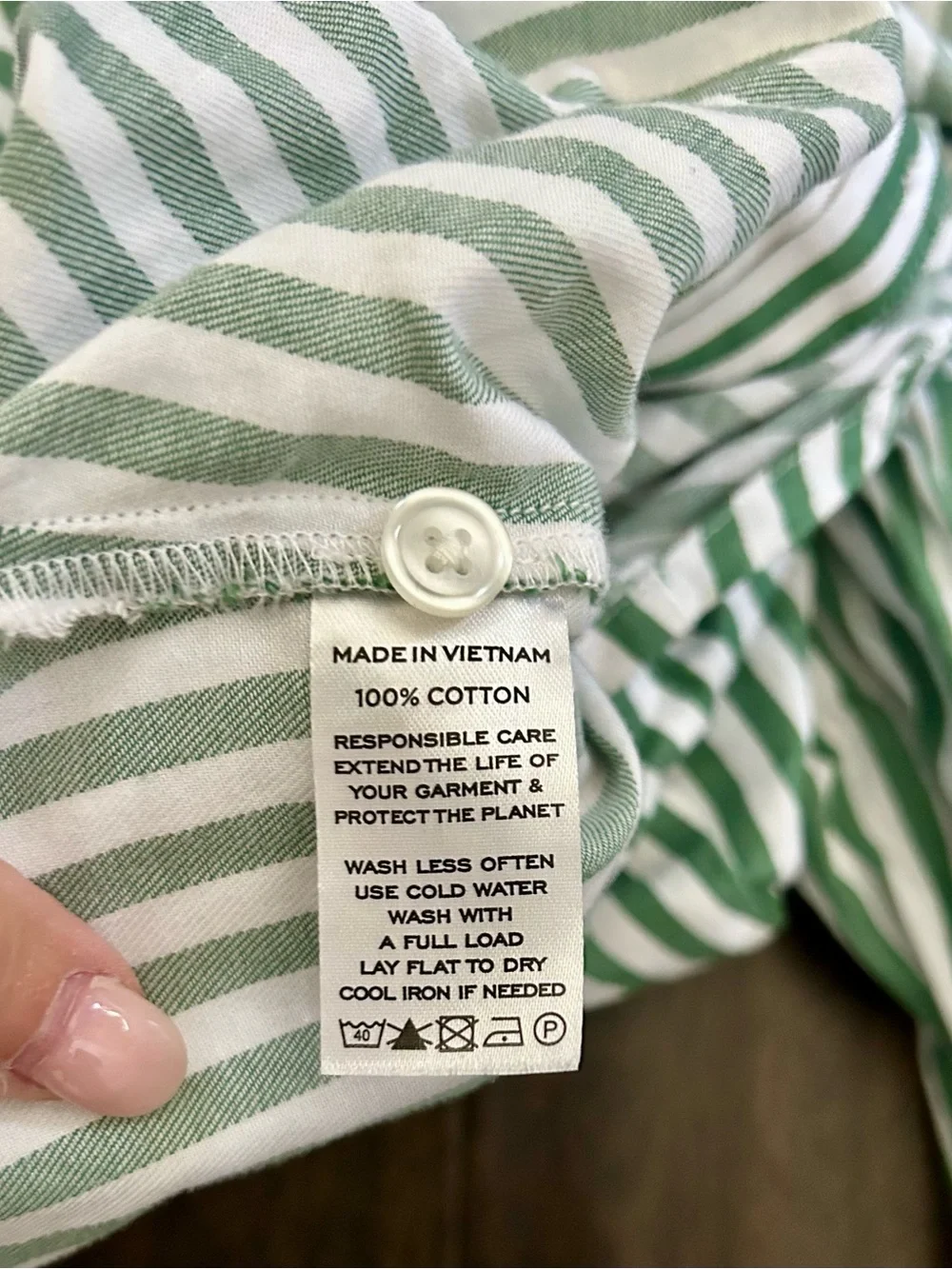 Hill House Green Stripe Cotton Pajama Set XS Peter Pan Collar 2-Piece Sleepwear